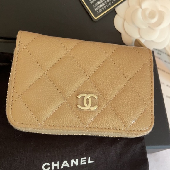Chanel GHW Caviar Quilted Classic Beige Zipped Coin Card Holder Wallet BNIB - Picture 10 of 10